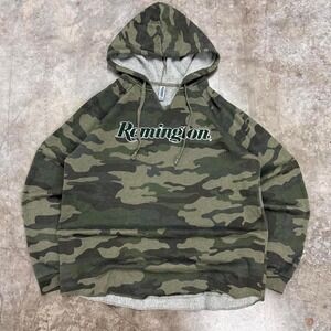 Y2K Remington Camo Fleece Lined Hoodie Size XL